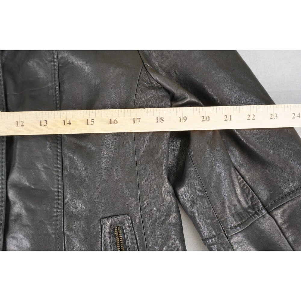 Vintage Eddie Bauer Soft Lamb Leather Full Zip Bomber Jacket Womens Large Black - Picture 6 of 14